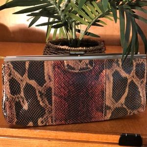 Leather Snakeskin Clutch